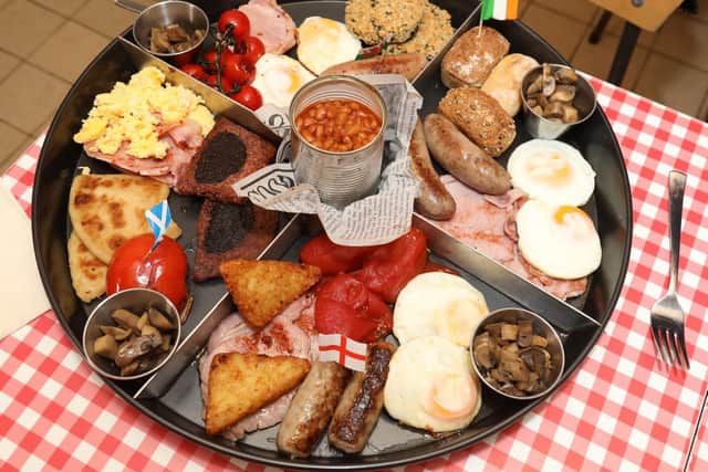 The bespoke platter has four quadrants containing each of the home nation's specialty breakfast favourites