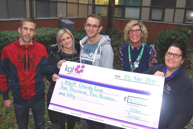 Brett Owen and Chloe and Chris Turner present a cheque to the appeal for 5,550. They are pictured with Appeal Fundraiser Jayne Chambers and Bereavement Midwife Stephanie Fretter.