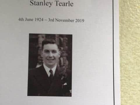 Stanley Tearle passed away earlier in November aged 95