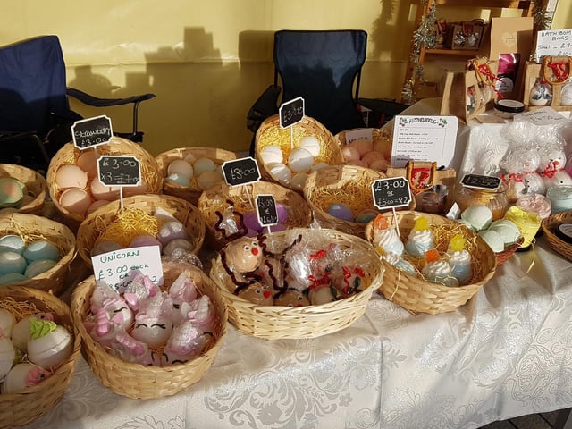 Shereen Elsayed, 17, is currently studying for her A-levels and was at the market with her bath products stall. She made all the bath bombs and soaps by hand and said she only started in February.