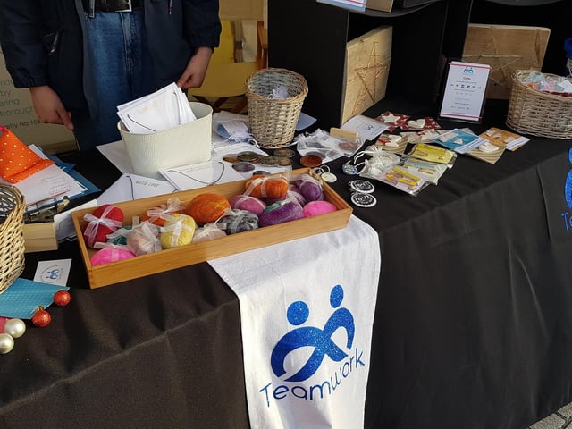 Teamwork members had made felt coverings for bars of soap and other items that were on sale at the stall.