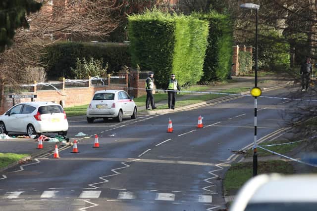 The woman died at the scene on Wellingborough Road