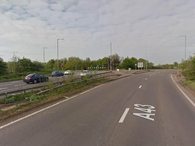 The A43 is closed southbound between the A14 and A6003 in Kettering