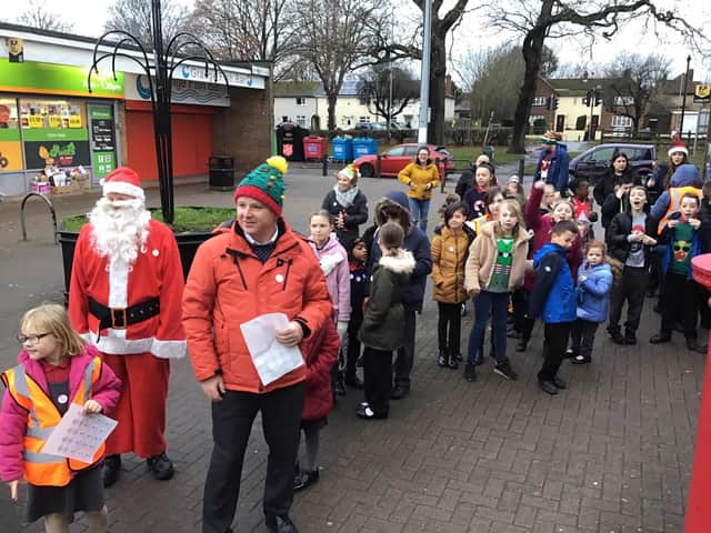Santa with pupils from Grange Primary Academy.