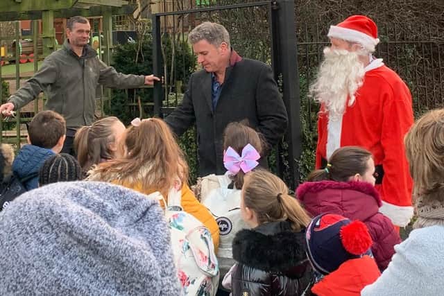 Santa arrives at St Andrew's.