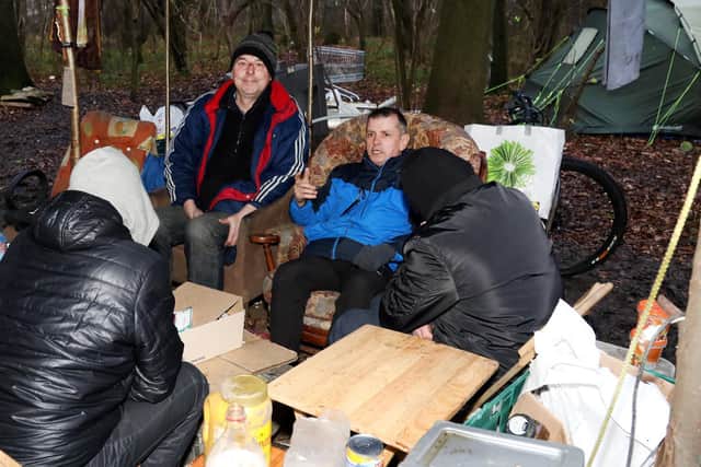 Martin Sawers chats to the rough sleepers in the woods