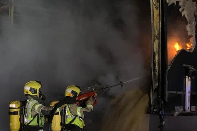 The lorry was carrying aerosols. Photo: Matt Butler, Northants Fire