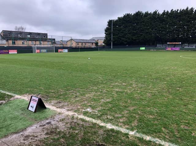 The Hayden Road pitch was left waterlogged by the early rain on Boxing Day