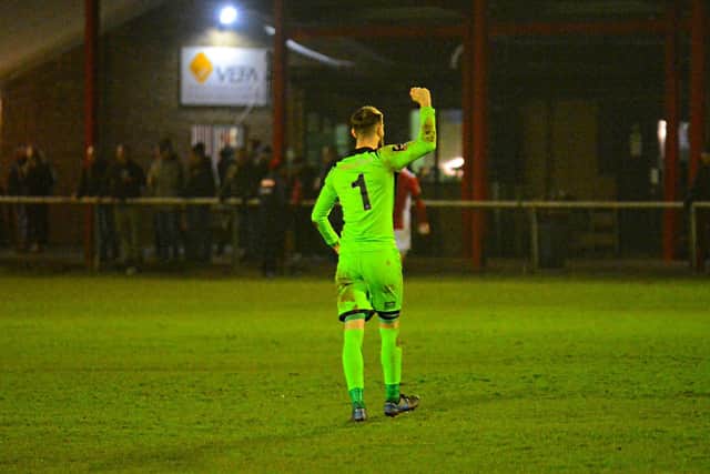 Paul White salutes the Kettering fans after the final whistle