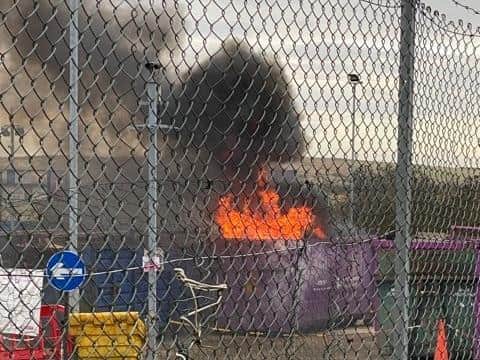 There was a large skip fire at Corby recycling centre
