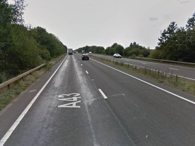 The boy fell from under a lorry on the A43.