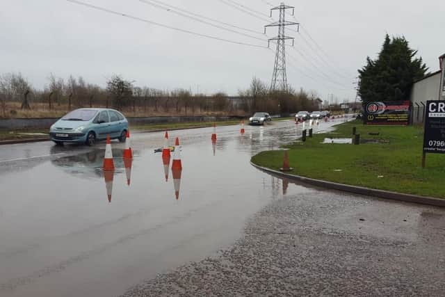 This is the entrance to Heritage Way where the flooding is worst.