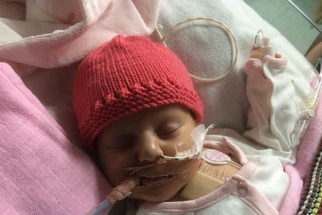 Polly after her first lifesaving operation