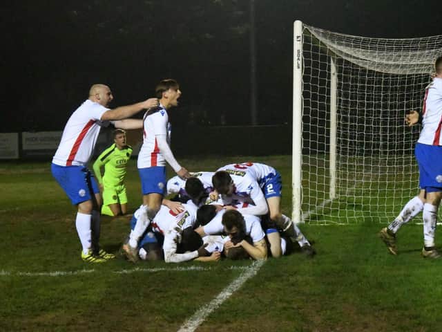 AFC Rushden & Diamonds are in confident mood after they battled away with 10 men to eventually seal a draw with Hednesford Town in midweek. Picture courtesy of HawkinsImages