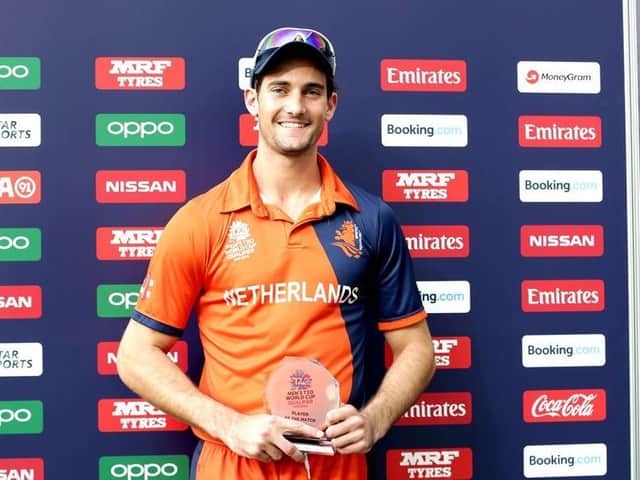 Brandon Glover was named man of the match as Netherlands beat Papua New Guinea in World T20 Qualifying final in Dubai
