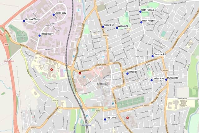 Where charging points could be installed in Kettering.
