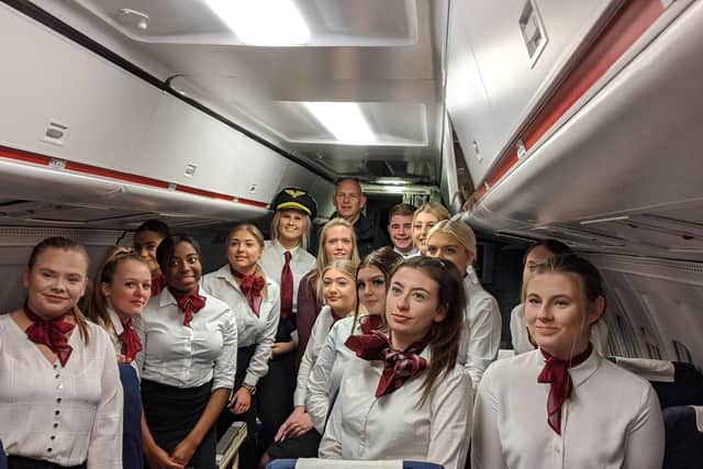 Cabin crew students were assessed on their emergency procedure during the exercise