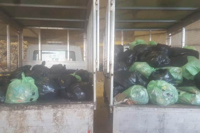 Some of the rubbish collected from the A45 in East Northants