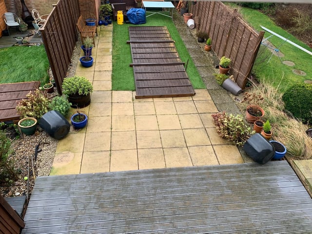 A picture sent to the Chron by a reader in Wootton shows how Storm Ciara's force has managed to blow down both sides of their fence.