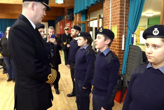 Captain Phil Russell talks to the cadets