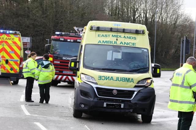 A witness said the ambulance was damaged