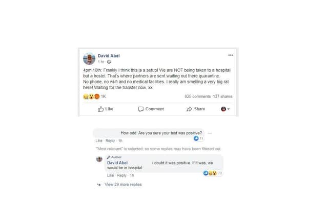 David Abel's latest Facebook post at around 7.30am on Tuesday morning