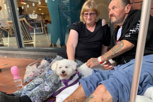 Jonathan with friend Wendy Steele who had called police after becoming worried about not being able to contact him.