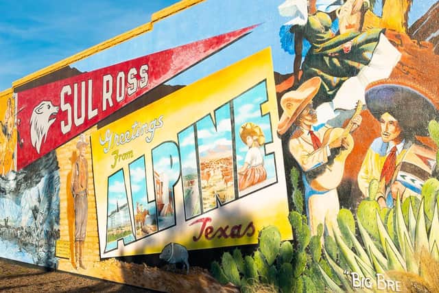 One of the eye-catching murals in Alpine