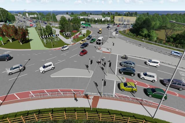 How the new 'half hamburger' roundabout will look when work is completed
