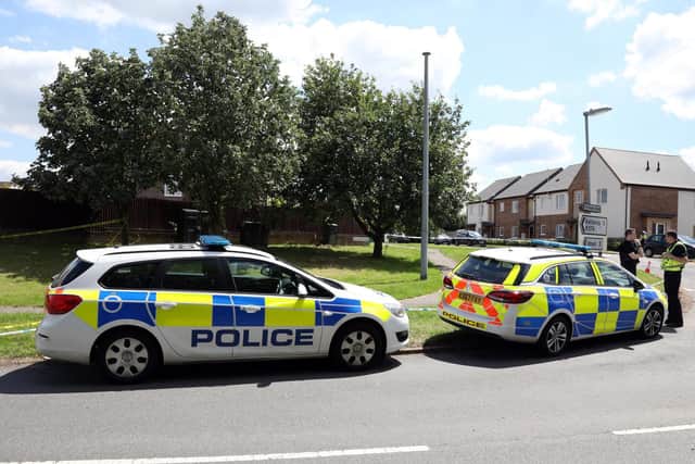 Police at the scene in Little Harrowden last year