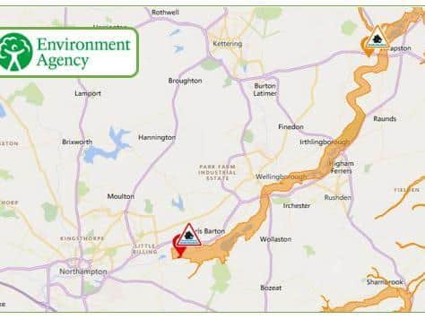 Flood warnings cover stretches of the River Nene in Northamptonshire