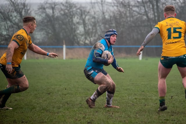 Elliott Bell looks for an opening in Featherstone Lions' first round Betfred Challenge Cup tie against Hunslet Club Parkside. Picture: Jonathan Buck