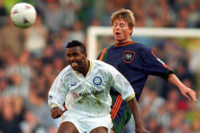 Lucas Radebe clears the ball.