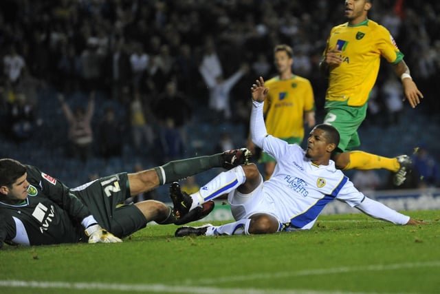 Jermaine Beckford punishes an error by Norwich City goalkeeper Fraser Forster in injury time.