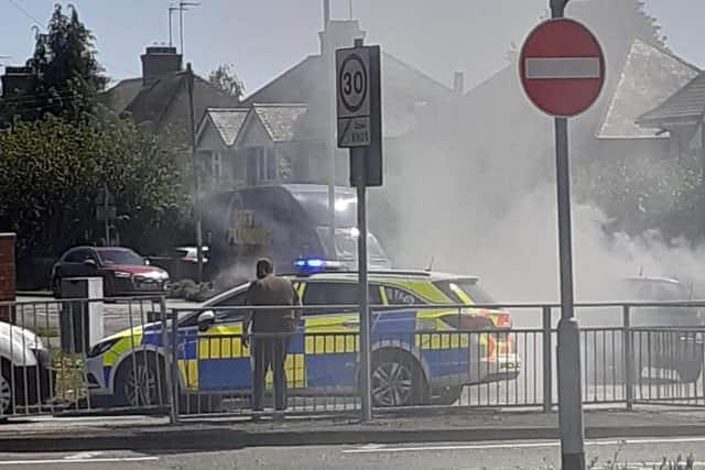 The car fire in Wellingborough today