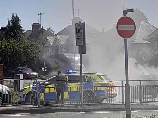 The car fire in Wellingborough today