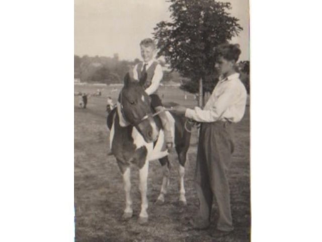 Professor Alan Brookes as a child on a pony ride at Wicksteed Park