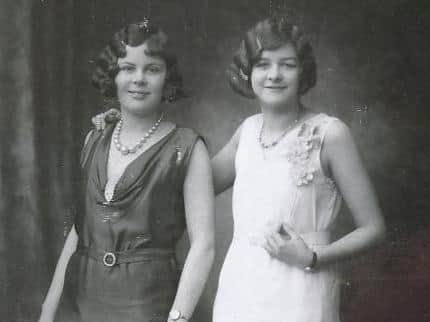 Daisy and pal glammed-up as a young woman in the late 1920s