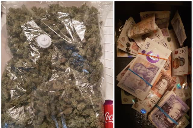 Officers uncovered bags of cannabis and wads of cash during Monday's raids. Photos: Northamptonshire Policeo