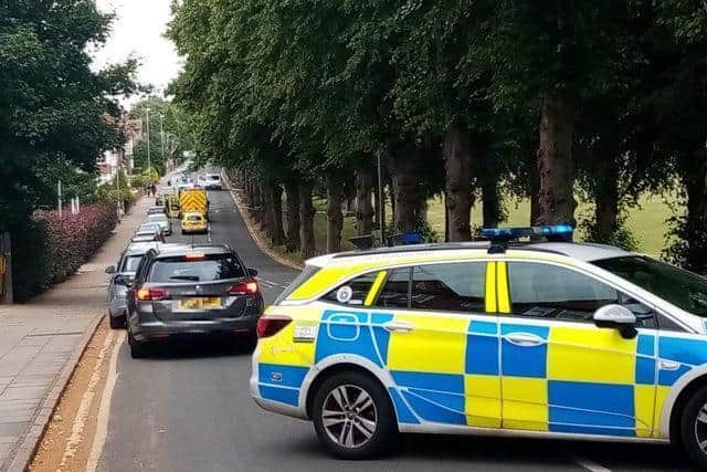 Police and ambulance crews at the Racecourse on Tuesday morning