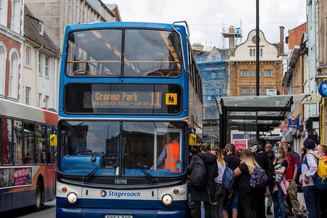 Extra services will be running from this weekend in a bid to avoid queues like these in Northampton town centre. Photo: Leila Coker