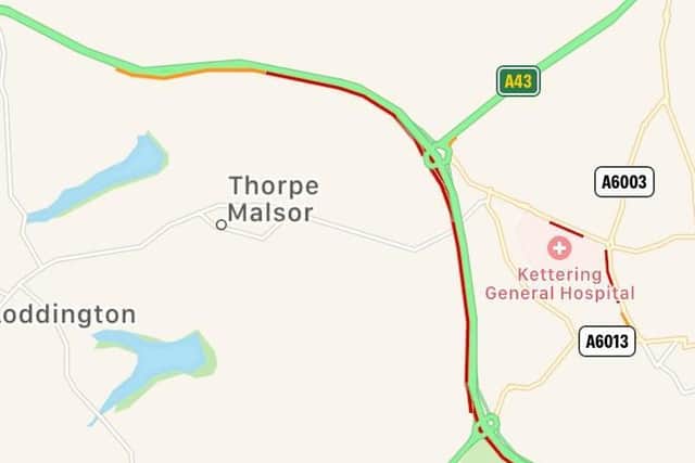 There is severe congestion on the A14 in Kettering