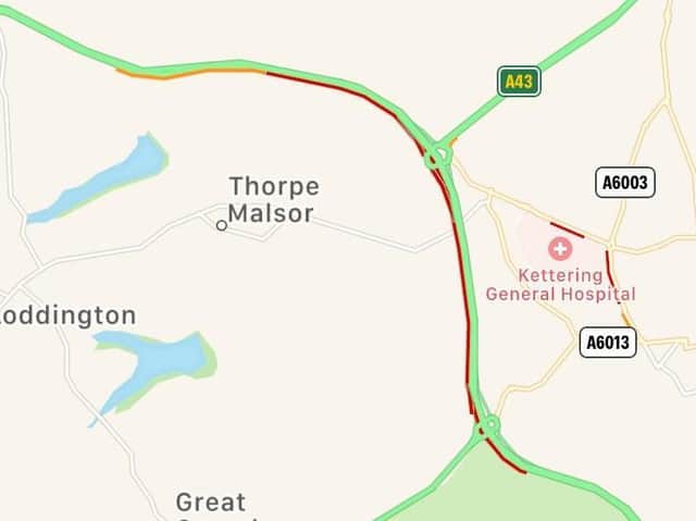 There is severe congestion on the A14 in Kettering