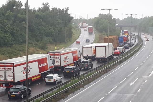 There was congestion in Kettering yesterday after a diesel spill on the A14