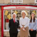 John, Joanna and Tallie outside Colemans in Oundle.
