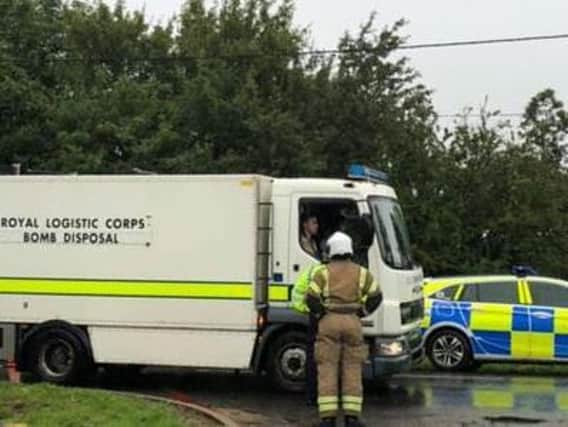 Bomb disposal experts were called to the village of Litchborough last night. Photos: Tom Atkinson