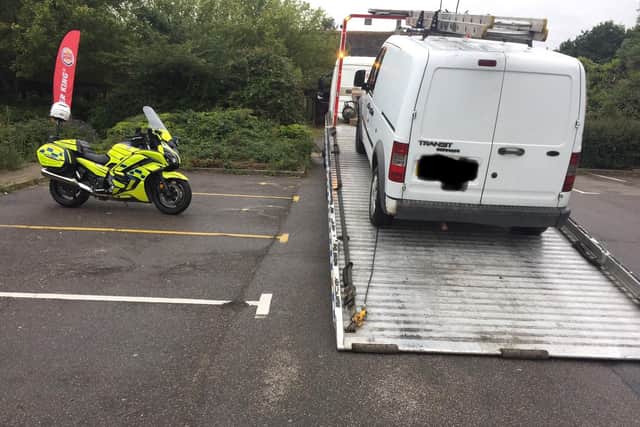 The white van was recovered by police after being stopped on the A14 at Thrapston
