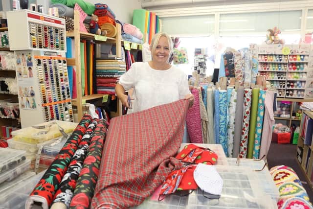 Belinda Wood in her shop Bella Knit