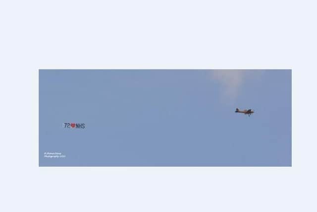 Shane Davis photographed the aircraft trailing its banner over Corby