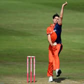 Northants bowler Brandon Glover in action for the Netherlands